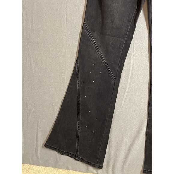 PTCL ETHIKAL BRAND Women's Black Studded Flare Jeans Size 31 Stretch Denim - Picture 5 of 12